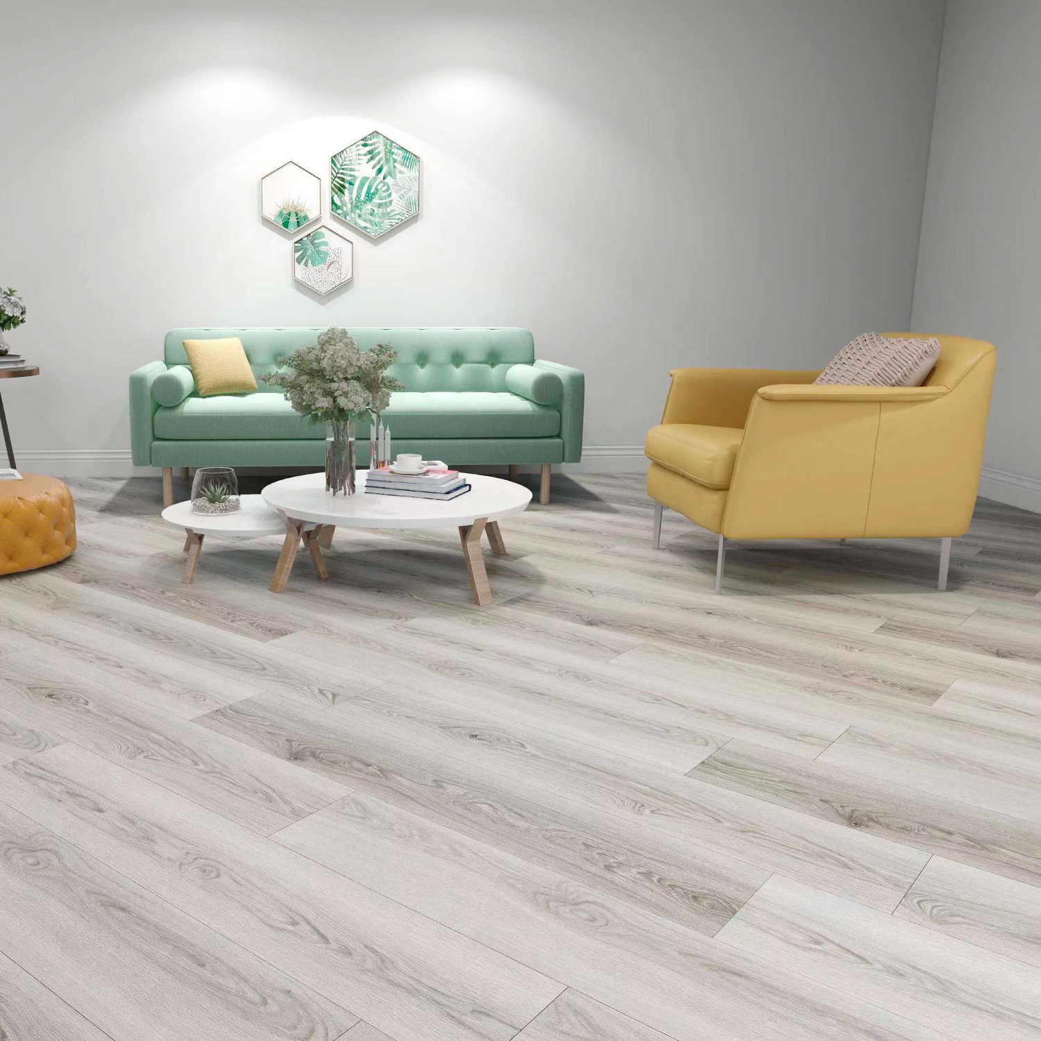 Piso Vinilico SPC Color Gris Claro