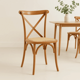 Silla Crossback Madera y Rattan - Natural