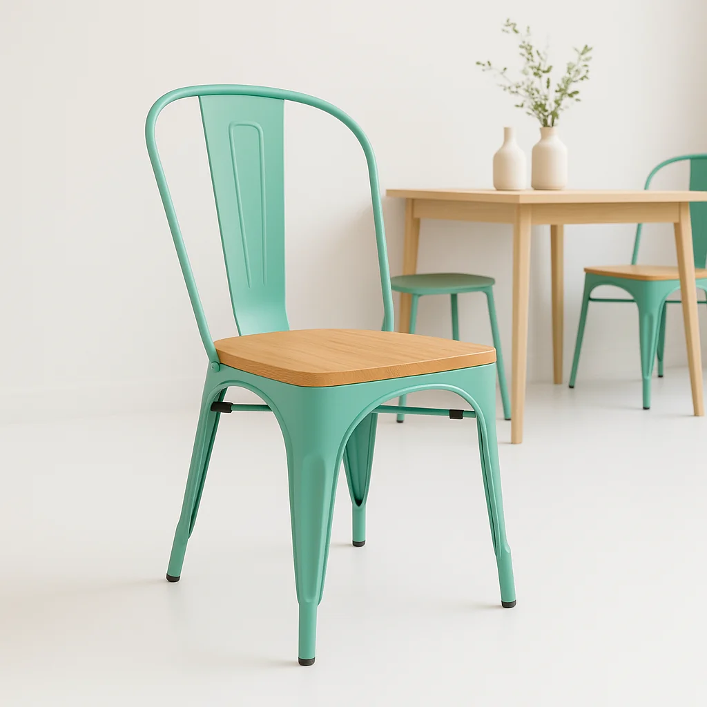 Silla Tolix Asiento de Madera Clara - Menta