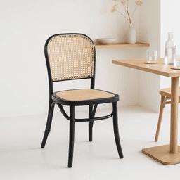 Silla Lombardia Madera Rattan - Negra