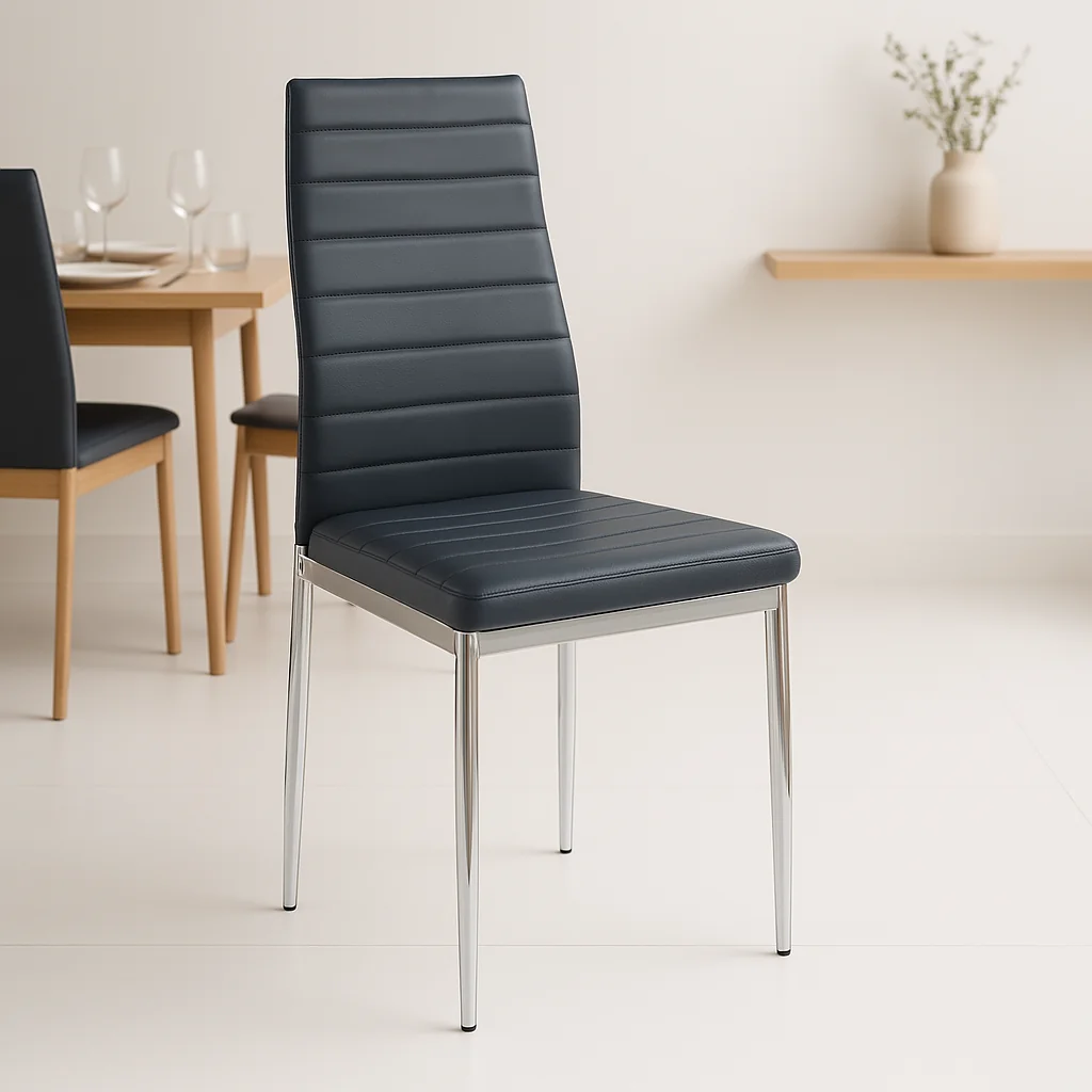 Silla Dining Liana con patas cromadas - Negra