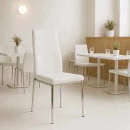 Silla Dining Liana con patas cromadas - Blanca