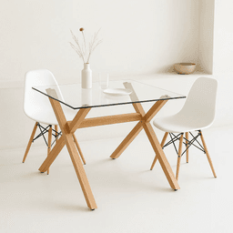 Mesa Nordic Cross Rectangular Vidrio 140x90 cms