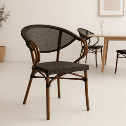Silla Bistro Parisina Textileno con reposabrazos - Café Oscuro