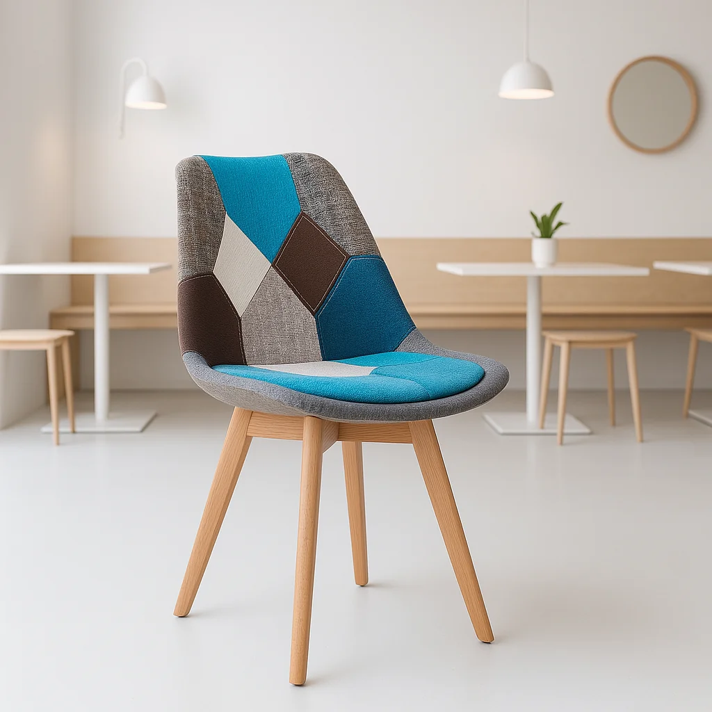 Silla Eames Patchwork Wood - Celeste