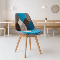 Silla Eames Patchwork Wood - Celeste