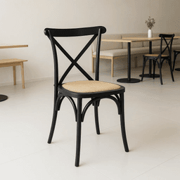 Silla Crossback Madera y Rattan - Negra