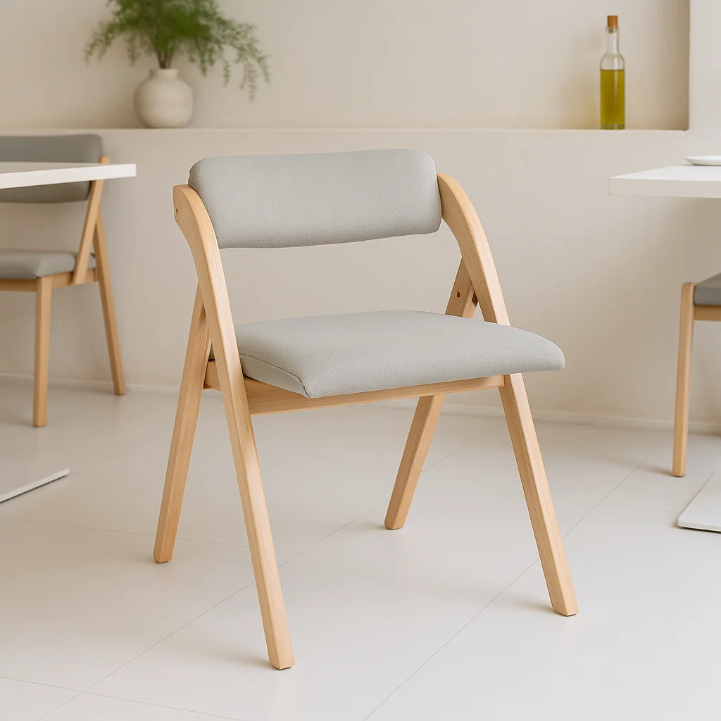 Silla Betlahem de madera plegable acolchada - Gris