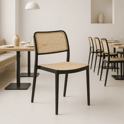 Silla de Terraza o Comedor Hoffman Enrejada - Negra