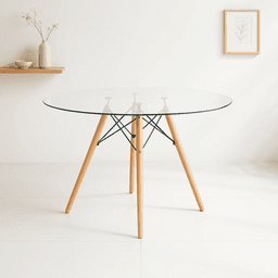 Mesa Eames 100cm redonda de vidrio