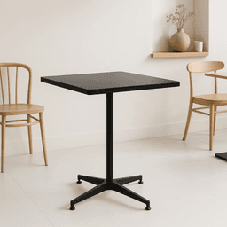 Mesa de restaurant 70x70 de metal cruz y MDF - Negra