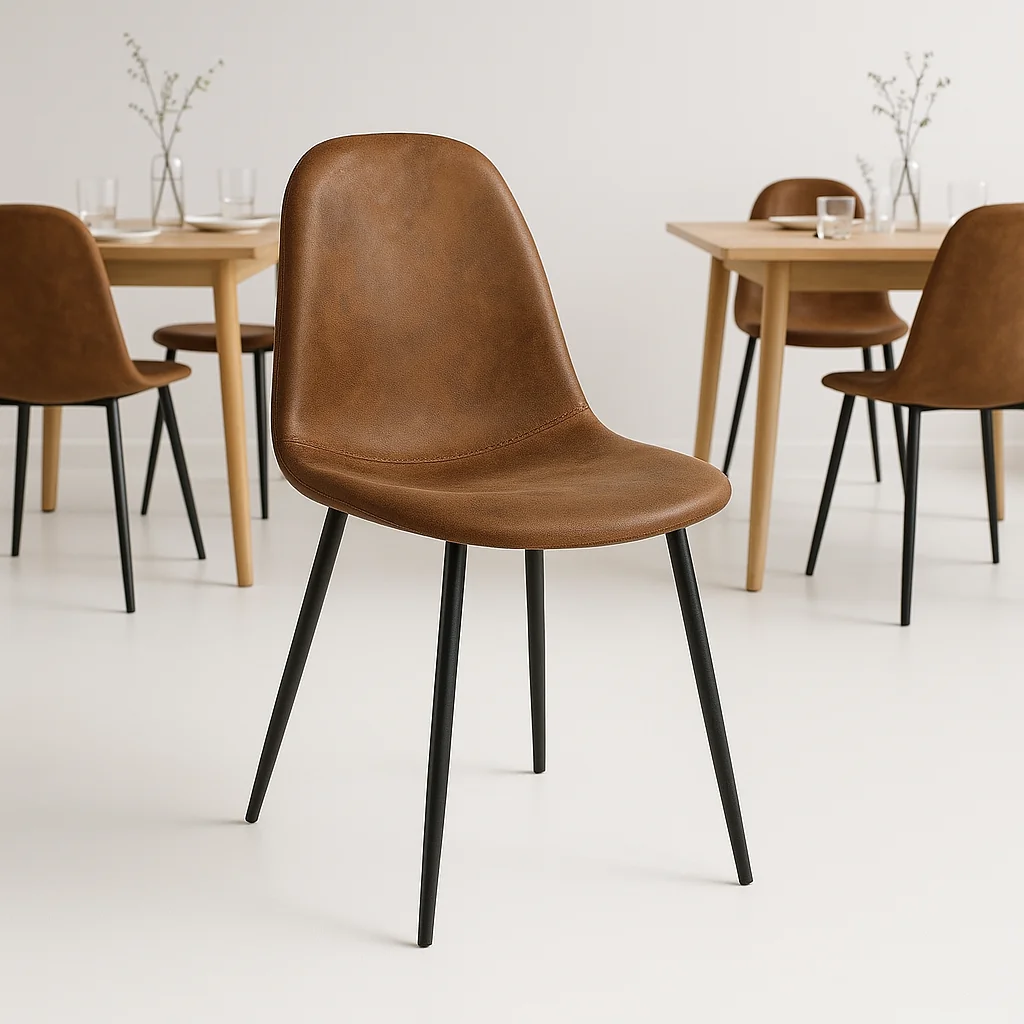 Silla Spoon Ecocuero Vintage - Café Oscuro