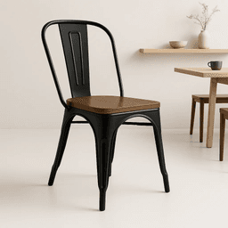 Silla Tólix Asiento de Madera Oscuro - Negra