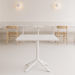 Mesa restaurant 80x80 Polipropileno Terraza Exterior - Blanca