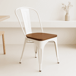 Silla Tólix Asiento de madera Oscura - Blanca