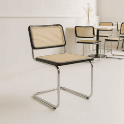 Silla Breuer Madera y Rattan - Negra