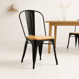 Silla Tólix Asiento de Madera Clara - Negra