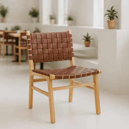 Silla Austral Madera y Cuero Enrejada (Cajas de 2 unidades, precio unitario)
