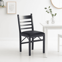 Silla Industrial Plegable con Marco Negro y Tapizado Sintético