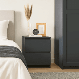 Velador Cajón Doble Minimal Oscuro 2.0