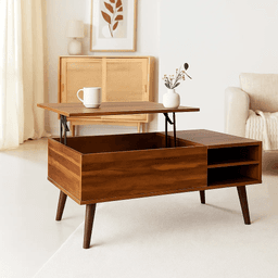 Mesa de Centro Rústica Greva Lift con Cajones y Repisa