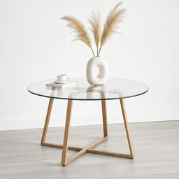 Mesa de Centro para Living de Vidrio y Metal 80cm