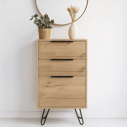 Cómoda 3 cajones metal y madera