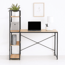 Escritorio Industrial Home Office con Repisas Oslo - Madera Clara